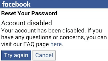 facebook account disabled