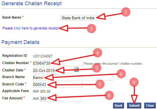 challan payment details