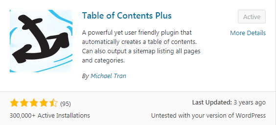 table of contents setup