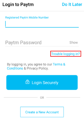 forgot paytm password