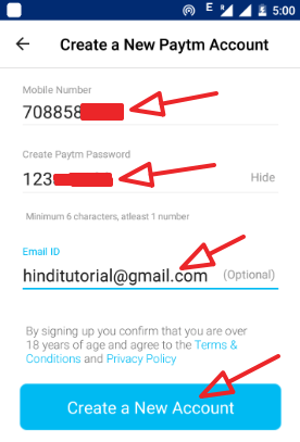 create paytm account