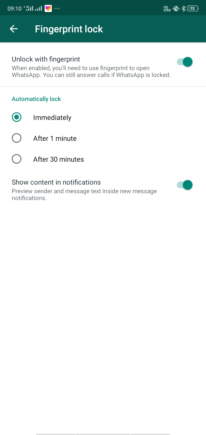 whatsapp fingerprint lock lagaye
