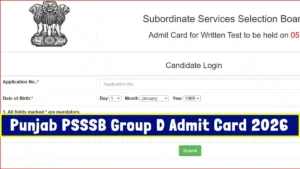 Punjab PSSSB Group D Admit Card 2026 OUT